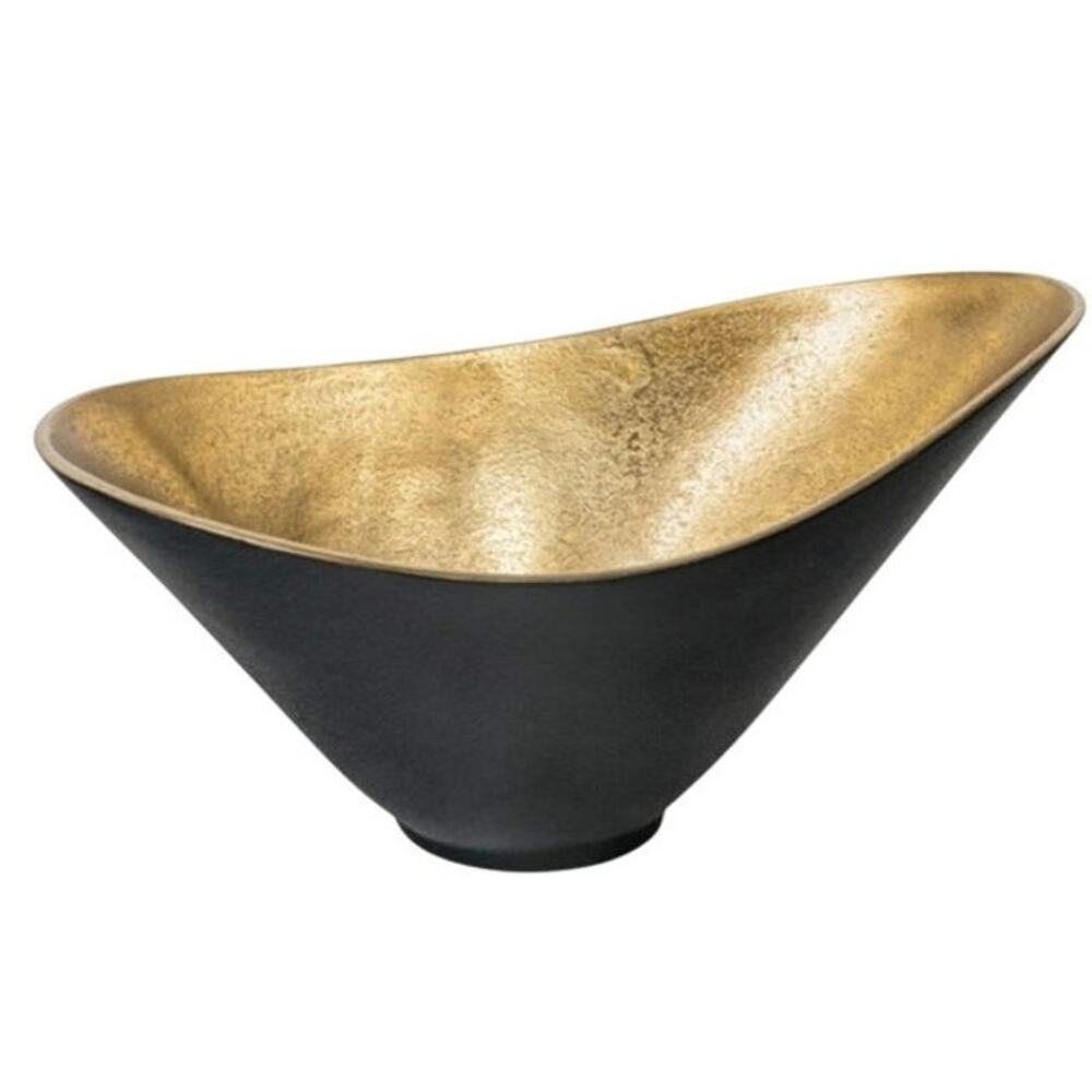 Lazaro Gold & Black Large Metal Decorative Bowl By Gild Design House
